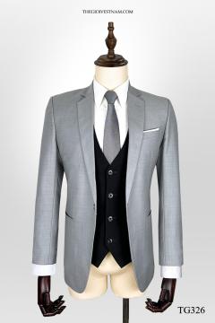 Bộ Suit Xám Nhạt Caro Modern Fit TGS326